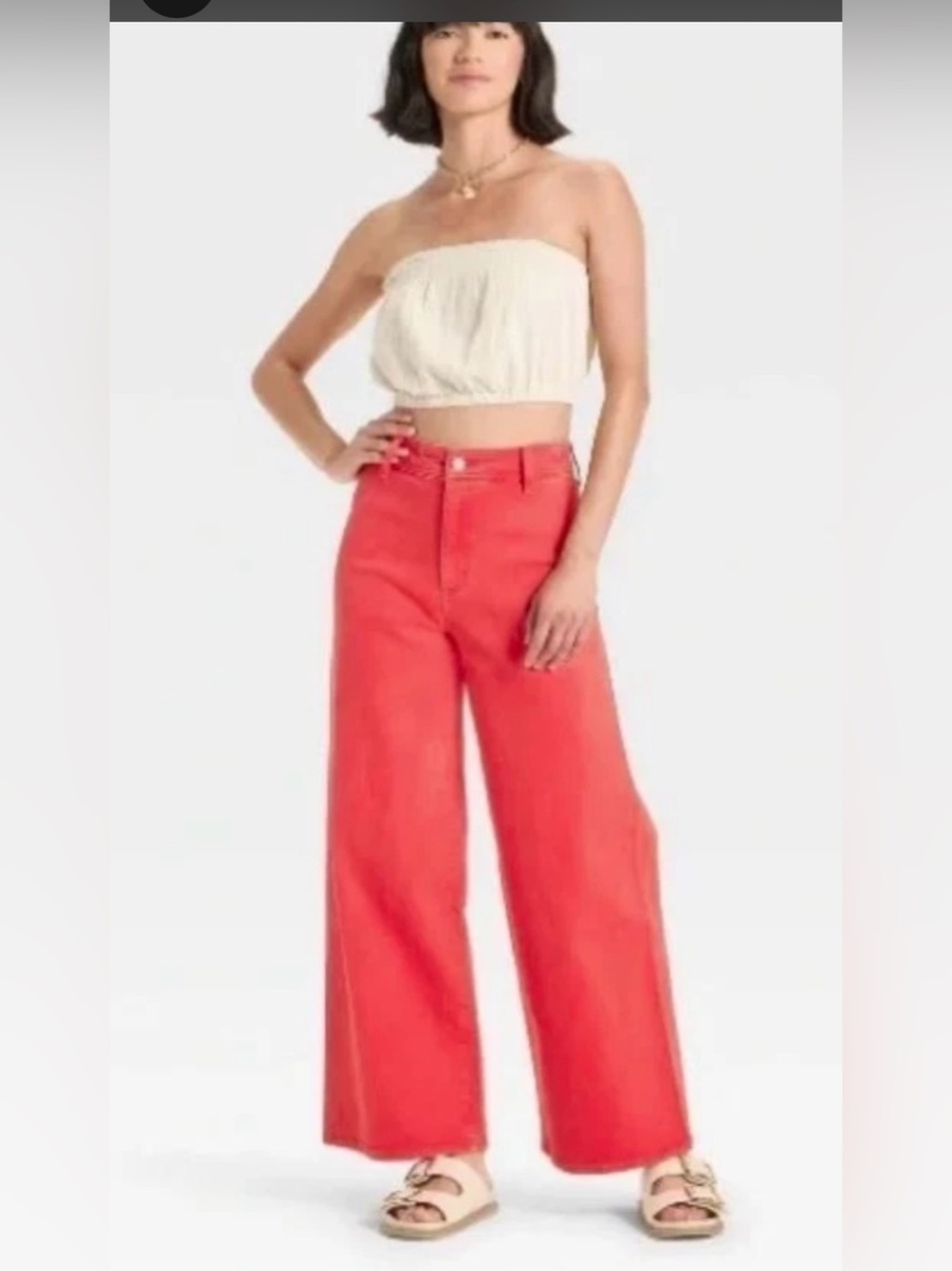 Universal Thread Women's High-Rise Sailor Wide Leg Ankle Jeans Red Size 12